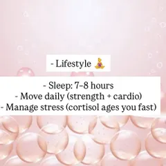 Your lifestyle is a key factor in how your skin ages. Aim for 7-8 hours of sleep, move your body daily, and manage stress to keep cortisol levels in check.
