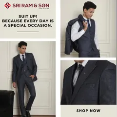 The quintessential three-piece suit, perfected. This textured navy suit is your armour for the most important moments, from closing a deal in the boardroom to celebrating at a best friend's wedding. It is the definition of fit bhi, style bhi.