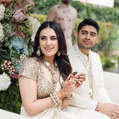 The result of our mindful, sustainable decor: a happy couple, Diya and Arya, at their engagement. Seeing this joy is the ultimate reward for all the hard work and detailed planning.