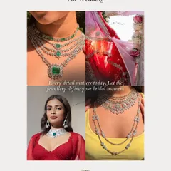 For the main wedding ceremony, every detail matters. Let the jewellery define your bridal moment with grand, layered necklaces in diamond and emerald.