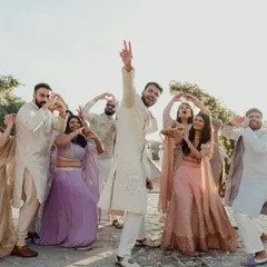 The groom and his squad bring the energy to a daytime event. The casual, fun choreography is perfect for getting everyone in the mood to celebrate.