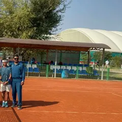 The Team India U-12 squad on the clay courts in Kazakhstan for the ATF team competition.