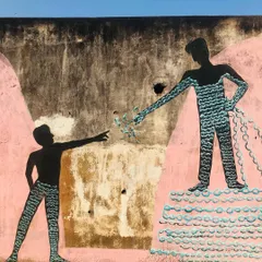 Each panel of the 'Stories of Water' mural tells a different part of the story. From the farmer dependent on the rains to the children playing in floodwaters, the artwork depicts the complex and often contradictory realities of water access and urbanization in our city.