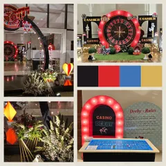 Every corner of this casino-themed event was designed for fun. The decor featured a bold color palette and interactive elements like a 'Casino Derby' game and a stylish photobooth with a large roulette wheel for memorable pictures.