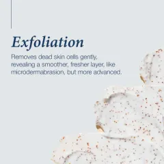 The first step of the OxyGeneo facial is exfoliation. This process gently removes the outer layer of dead skin cells, revealing a smoother, fresher layer. It is a more advanced and gentler alternative to traditional microdermabrasion.