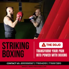 We help you transform pain into power. This poster captures the essence of our boxing training, where you work closely with instructors on pad drills to refine your technique, increase your speed, and build knockout power.