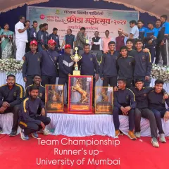 Proudly sharing this moment of the University of Mumbai men's team securing the Runner's Up trophy at the Ashvamedh State Inter University Championship. A fantastic team effort.