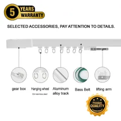 We pay attention to every detail to ensure premium quality. Our curtain systems use durable components like a stainless steel hanging wheel, a strong aluminum alloy track, and a quiet bass belt, all backed by a 5-year warranty.