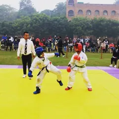 This is competitive sparring in action at the 32nd Taekwon-do ITF State Competition. Our young students learn to apply their techniques under pressure.