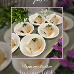 Delicate crystal dumplings, steamed to perfection and served in individual bowls. The translucent skin reveals the fresh filling inside, making them as beautiful as they are tasty.