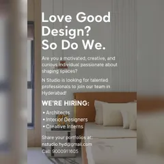 N Studio in Hyderabad is looking for creative interns to join their team of architects and interior designers.