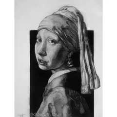 My completed master study of "A Girl With A Pearl Earring." Recreating classic paintings is a core part of learning, and this piece was an exercise in understanding soft light and subtle expression using graphite pencils.