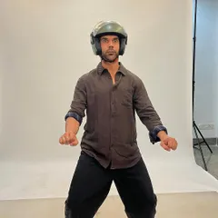The hilarious Rajkummar Rao having some fun during a costume trial for 'Mr & Mrs Mahi'. Building a great rapport with actors is key to creating authentic character looks.