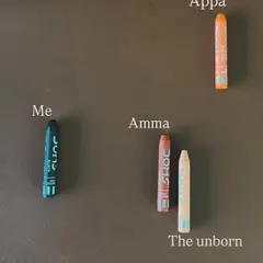 Sometimes, we use crayons to represent family members and their positions. This simple yet profound setup helped to acknowledge the presence of an unborn sibling, a key step in healing the family system and understanding its impact on the present.