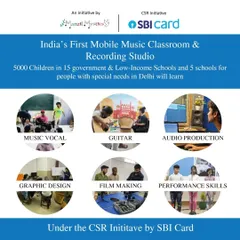 This graphic outlines the diverse, free courses we offer, including music vocals, guitar, audio production, graphic design, and filmmaking. Our goal is to provide sustainable employment skills through creative education.