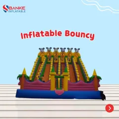 A graphic of our 5-lane bouncy slide. This shows the scale and how many children can play on it at the same time.