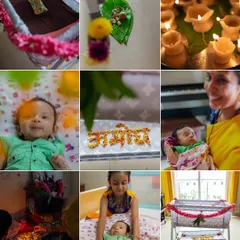 We were capturing all the lovely details: the baby's name written in flowers, the traditional lamps, and the sweet newborn himself. Everything was going perfectly.