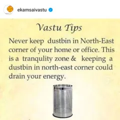 A crucial Vastu tip: never keep a dustbin in the North-East corner of your home or office. This direction is the zone of tranquility and divinity, and placing waste here can drain your positive energy and block opportunities.