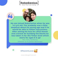 This parent testimonial speaks to the effectiveness of our Tinkering program for very young children. We recognized her son's aptitude with LEGO blocks and welcomed him into the program, where he excelled.