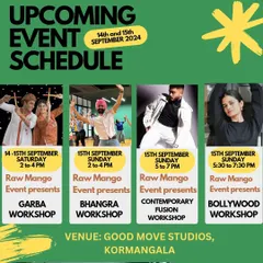 A look at our diverse workshop offerings for the weekend, featuring both Garba and Bhangra. We provide opportunities to learn different folk styles side-by-side.