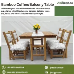 This four-seater bamboo dining set is specifically designed for a balcony or small patio. It's compact, easy to move, and perfect for enjoying coffee or meals in the fresh air.