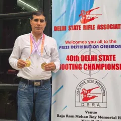 Celebrating a double gold medal win at the Delhi State Shooting Championship. This is a khushi wali feeling.