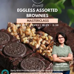 Our Eggless Assorted Brownies Masterclass is one of our most popular workshops for a reason. We teach you how to bake for the huge eggless market, covering everything from fudgy and cakey textures to irresistible toppings like Oreo and walnut.