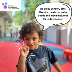 Create a sensory bin at home. Use rice, pasta, or water beads and hide small toys for your child to discover, enhancing their tactile senses.