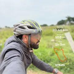 A 20km cycle ride tracked on Strava. Cross-training is key for any serious runner.