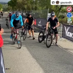 A focused client during the cycling stage of the triathlon in France. Endurance racing is as much a mental game as it is a physical one.
