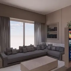 This render explores the natural light and spatial flow of the room. Visualizing the space from different perspectives ensures that the final design is not just clever, but also comfortable and aesthetically pleasing.