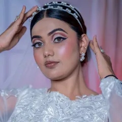 My course covers more than just traditional looks. Here is an example of the elegant Christian bridal makeup we teach, focusing on soft glam, sharp eyeliner, and creating a timeless look for the modern bride.