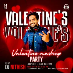 For this Valentine's Mashup Party, I curated a special set of romantic and high-energy tracks. Themed nights like this are my specialty, creating a perfect atmosphere for any occasion.