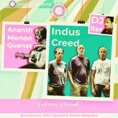 A poster for the Sunday Soul Sante, where my quartet had the incredible opportunity to open for the mighty Indian rock band, Indus Creed.