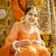 The bride’s infectious laughter during her Haldi ceremony. My goal is to create a relaxed and beautiful environment where families can celebrate these intimate rituals with genuine happiness.
