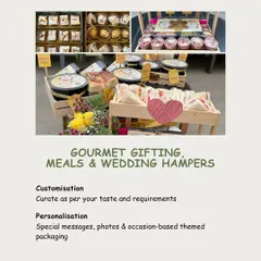 We offer gourmet gifting, meals, and wedding hampers that can be customized to your taste. We also offer personalized packaging with special messages and photos for any occasion.