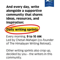 The daily writing sprint is the engine of the First Draft Club. Every morning from 9 to 10 AM, we write together in a focused session led by me, Chetan Mahajan, with other sprints organized by the community.