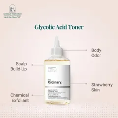 A Glycolic Acid toner is a fantastic chemical exfoliant. It brightens skin, improves texture, helps with scalp build-up, and can even be used to address strawberry skin and body odor.