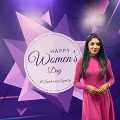 A vibrant pink dress for a Women's Day celebration at Steriscience. The outfit choice reflects the positive and celebratory theme of the day.