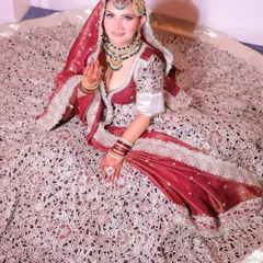 Another shot of my bridal look, showcasing the beautiful spread of the lehenga. As a makeup artist, creating my own dream bridal look was a special experience.