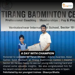 Honored to welcome Arjuna Awardee and Asian Games Gold Medalist, Mr. Tarun Dhillon, to our Dwarka center. He shared valuable insights with our young trainees.