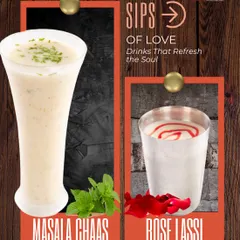 Sips of love. Here are two drinks that refresh the soul: our savoury Masala Chaas and our sweet Rose Lassi.
