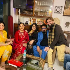 A candid group photo from a beautiful musical gathering. It is a blessing to be surrounded by such talented and inspiring individuals like Hariharan Ji and Jaspinder Narula Ji.