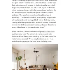 For a young couple's first home in Mumbai, they wanted soft tones of cream and white. We used Parisian-style paneling and subtle vintage details to add warmth and character, creating a space that feels calm and peaceful, a true oasis in the city.