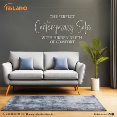 A look at our contemporary sofa design, featuring clean lines and deep comfort. We can customize this piece in over 400 fabrics and colors to perfectly match your living room decor.