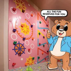 All the fun is reserved for you. Our colorful rock-climbing wall is a safe and exciting challenge for kids, helping them build confidence and strength while they play.