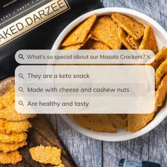 Our Keto Masala Crackers are the perfect blend of spice and nutrition. Made with cheese and cashew nuts, they are a healthy and tasty snack to keep you on track with your keto diet.