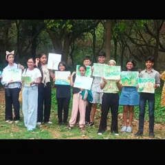 Learning isn't confined to four walls. Our students from the drawing class proudly showcase their beautiful landscape paintings created during an outdoor Nature Study Workshop, where they learned to observe and capture the world around them.