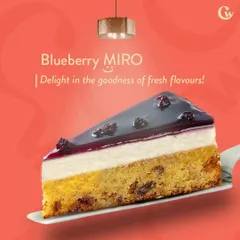 Our Blueberry Miro is a delight for the senses. It features a crumbly base, a creamy cheesecake layer, and a glossy blueberry topping for a burst of fresh flavor.