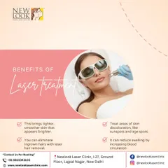 Laser treatments offer numerous benefits for skin health. As this graphic explains, our procedures can tighten skin, treat discoloration like sunspots, and improve overall brightness by stimulating collagen and new cell growth.